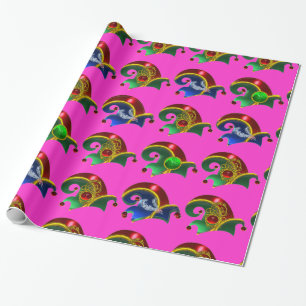 ELF HATS,SHAMROCK,DIAMOND FEATHERS,Rosa Fuchsia Presentpapper