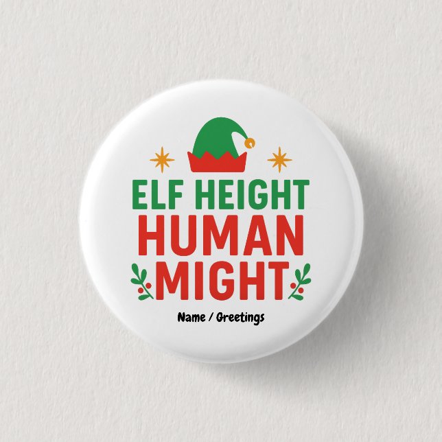 Elf Height Human Might Funny Kort People Julafton Knapp (Framsida)