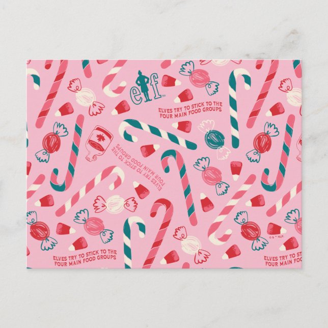 Elf Helgdag Candy Mönster Helg Vykort (Framsida)