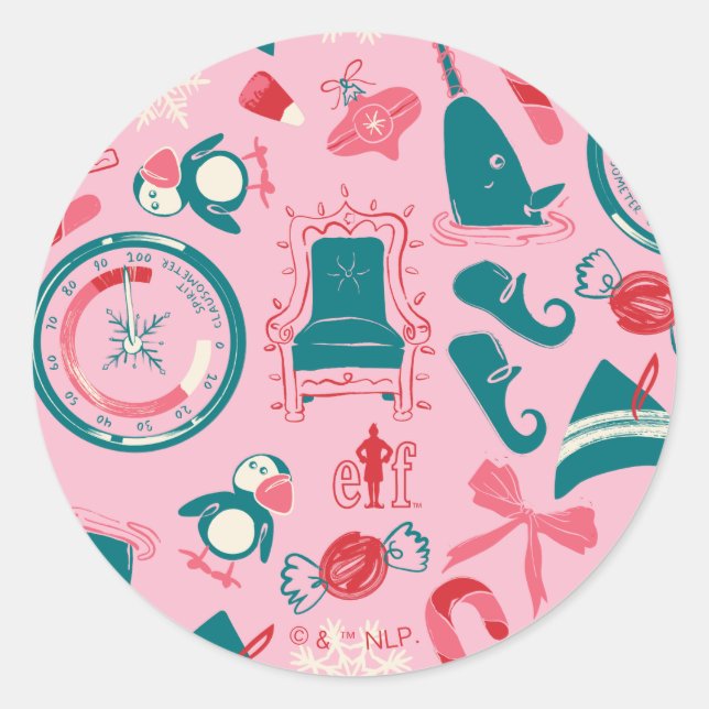 Elf Helgdag-ramikonen Mönster Runt Klistermärke (Framsida)