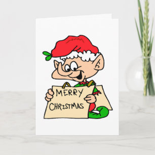 Elf-Helgdagar för god jul Sign Cute Helgdag Helgkort