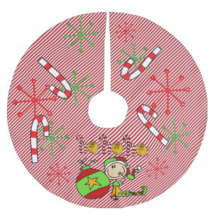 Elf Ho Ho Helgdag Träd Skirt Julgransmatta Borstad Polyester