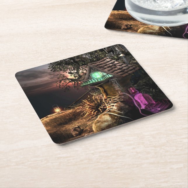 Elf House Underlägg Papper Kvadrat (Vinklad)