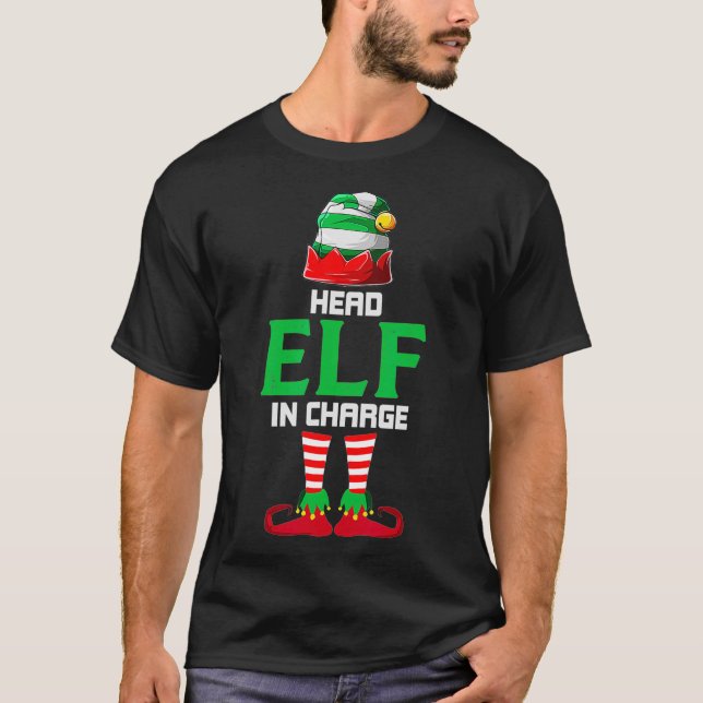 Elf i Charge Funny jul Party Pajama T Shirt (Framsida)