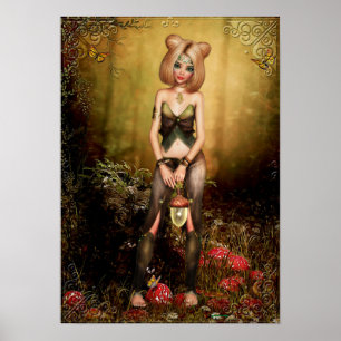 Elf i Skogen Fantasy Artwork Poster