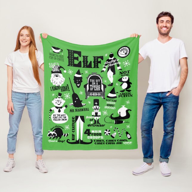 Elf-ikoner och filmcitat fleecefilt (På plats)