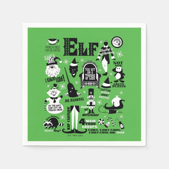 Elf-ikoner och filmcitat pappersservett (Framsidan)