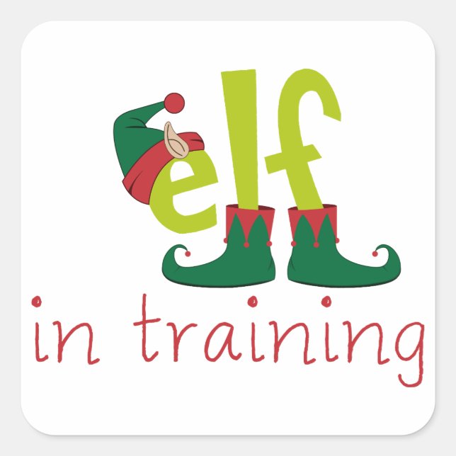 Elf in Training Fyrkantigt Klistermärke (Framsida)