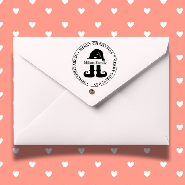 Elf jul Boy-tema Självfärgande Stämpel (Add festive cheer to your holiday cards with the Elf Christmas Boy theme self-inking stamp.  )