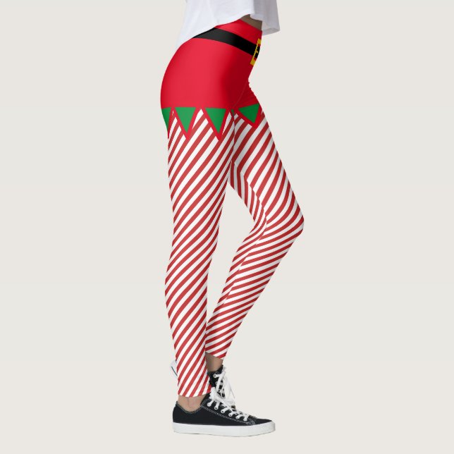 Elf jul Cute Candy Rand för Elves Leggings (Höger)