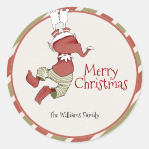 Elf jul Gift Märkre Sticker Runt Klistermärke