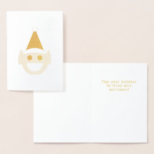Elf-jul Helgdag Cute Roligt Smilande Lycklig Foil Folierat Kort