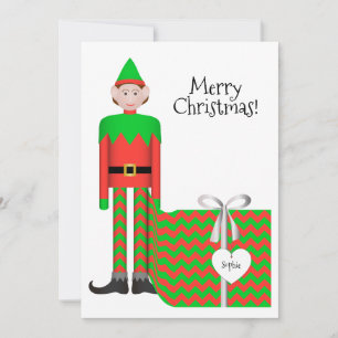 Elf-julkort - Chevron Gift Paket Julkort