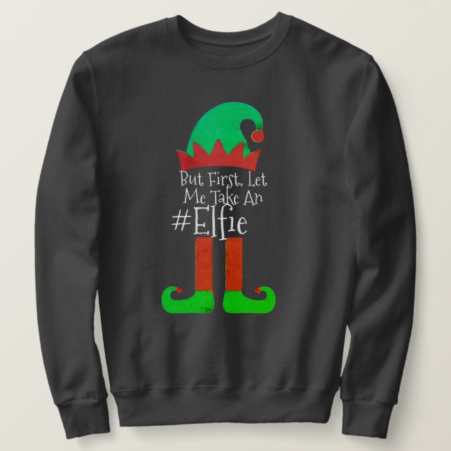 Elf-jultomten... Låt mig ta en Elfie Lång Ärmad Tröja (Design framsida)