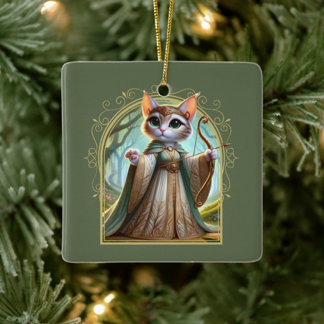 Elf Kattdjur Fantasy Äventyr Julgransprydnad Keramik (Träd)