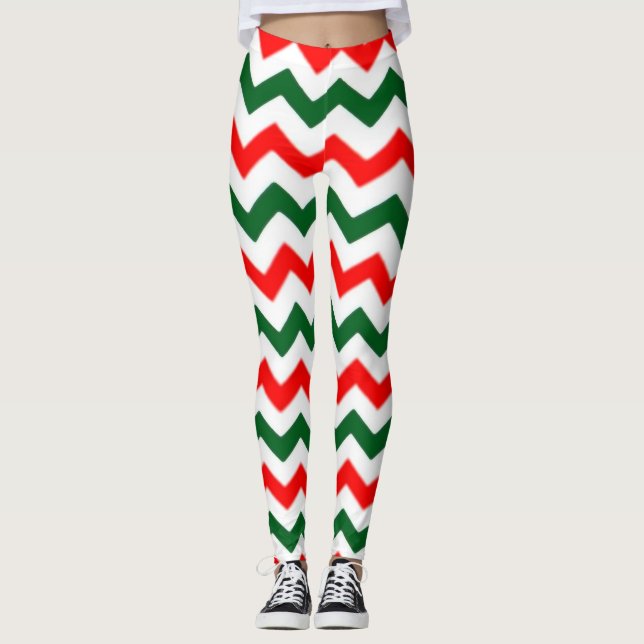 ELF LEGGINGS CHEVRON MÖNSTER RED AND GRÖNT (Framsida)