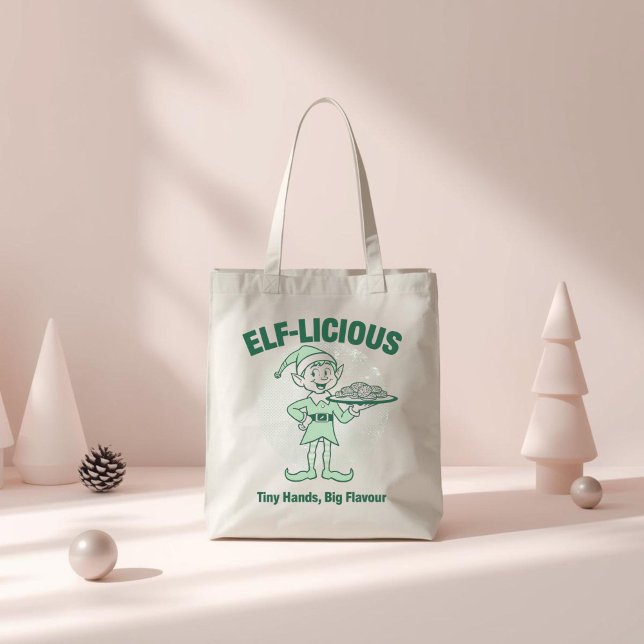 Elf-licious – Rolig jul-alv-pun  Tygkasse (Skapare uppladdad)