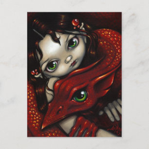 "Elf Maiden and Her Dragon" vykort