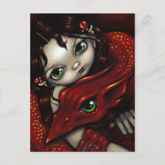 "Elf Maiden and Her Dragon" vykort