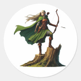Elf med Bow Runt Klistermärke