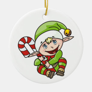 Elf med Candy cane Julgransprydnad Keramik