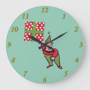 Elf med grönten Polka Dot Gift Stor Klocka