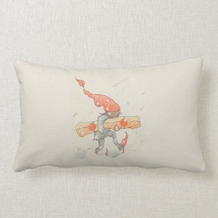 Elf med Julklapp, gammal illustration Lumbarkudde