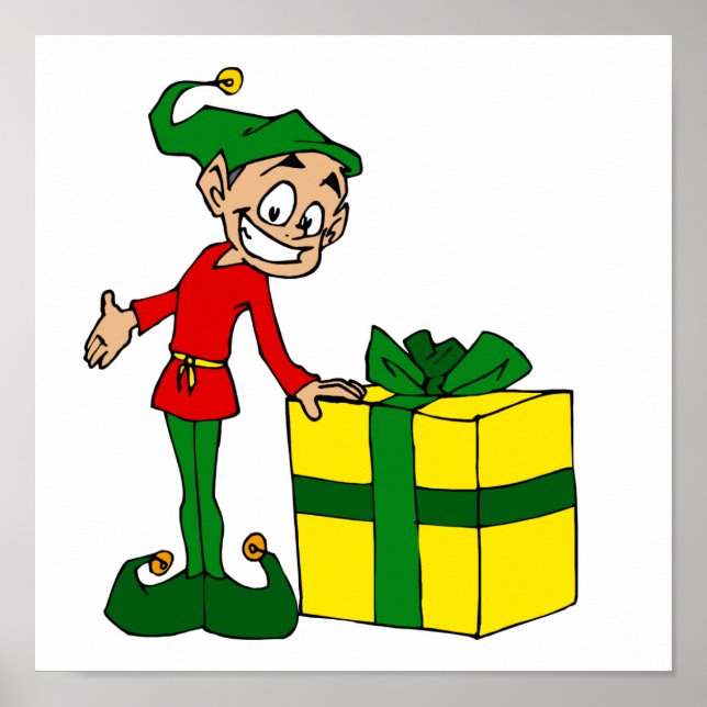 Elf med paket poster (Framsidan)