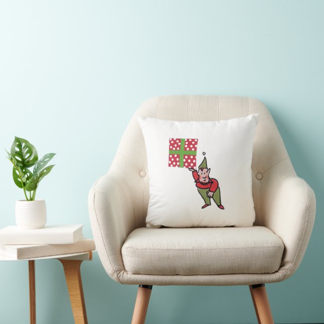 Elf med Polka Dot Gift dekorativ kudde (Stol)