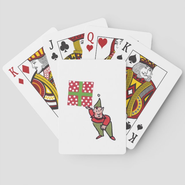 Elf med Polka Dot Gift Poker-kort Casinokort (Baksidan)