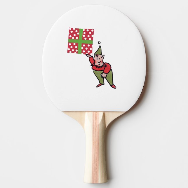 Elf med Polka Dot Gift white ping pong paddle Pingisracket (Framsidan)