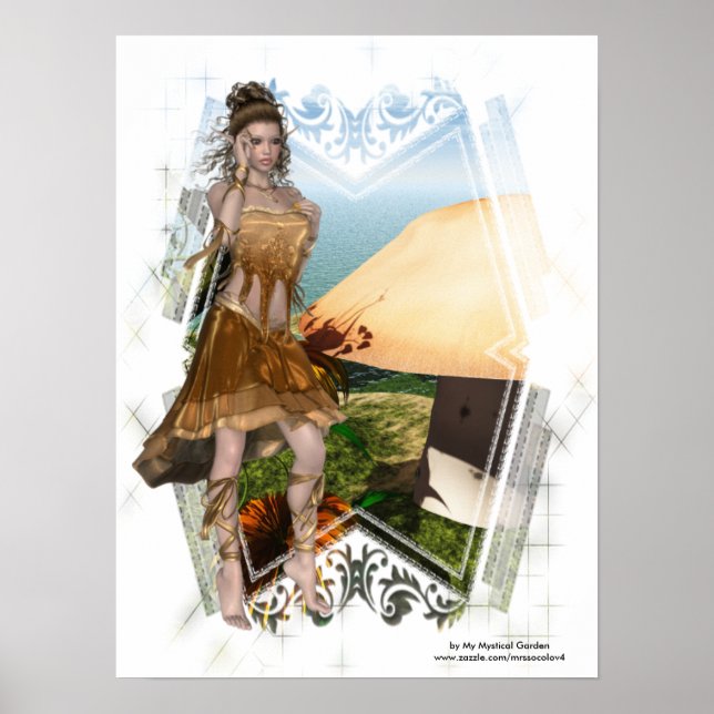 Elf med svamp D1-design Poster utskrift (Framsidan)