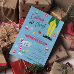 Elf Movie Kids Winter Birthday - Blue Inbjudningar<br><div class="desc">Inbjudan alla din familj och vänner till ditt barns vinter tog party med dessa Elf-inbjudningar. Anpassa genom att lägga till all information om party!</div>