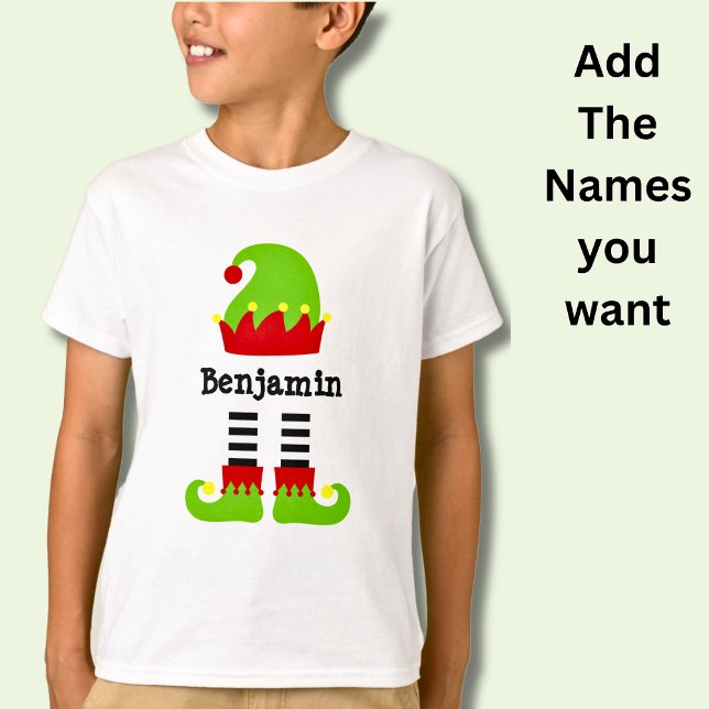 Elf Namn Hat & Ben Feet Grönt Red T Shirt (Skapare uppladdad)
