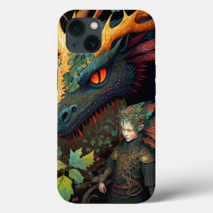 Elf och Dragon Fantasy Art