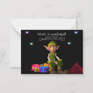 Elf och julgåva anteckningskort