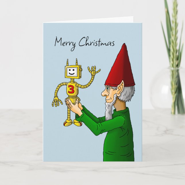 Elf- och Robot-julfotoport Helgkort (Framsida)