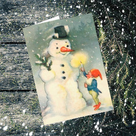 Elf- och Snögubbe-julkort Helgkort