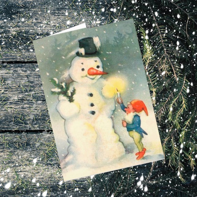 Elf- och Snögubbe-julkort Helgkort (Skapare uppladdad)
