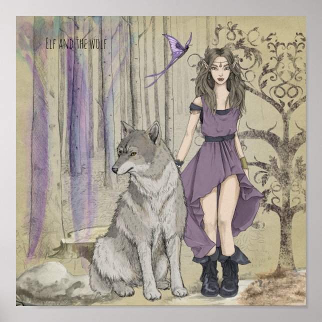 Elf och Vargen Poster Pappert (projektionsyta) (Framsidan)