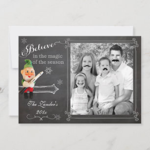 Elf on Shelf Mustache Helgdag Photo Card Julkort