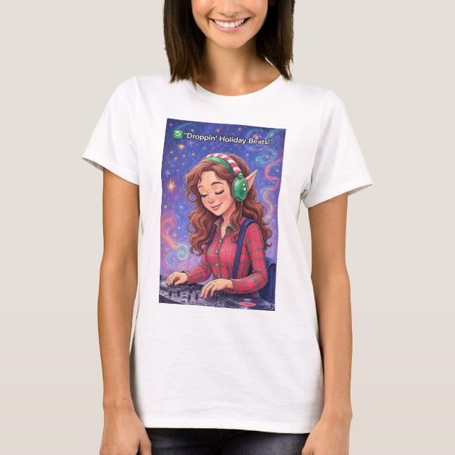 Elf on the Decks – Droppin’ Holiday Beats womans T Shirt (Framsida)