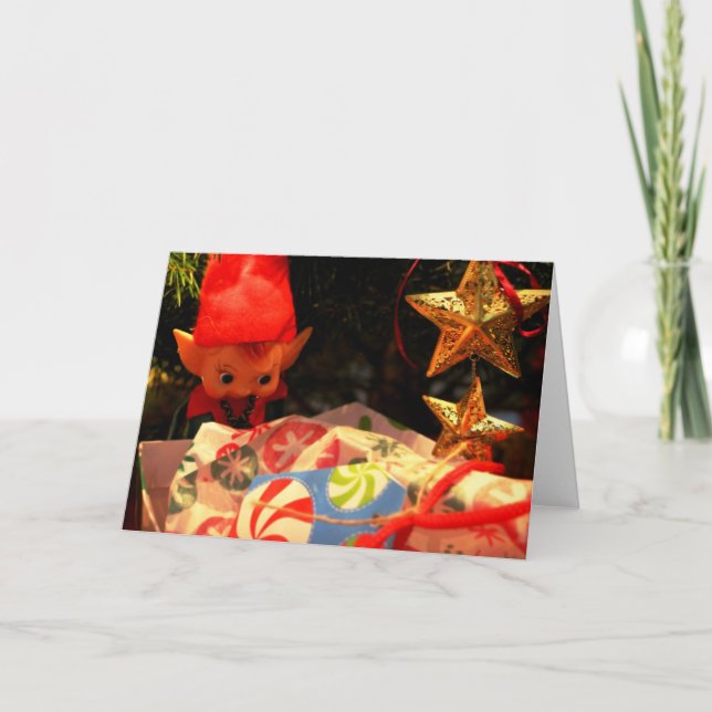 Elf Ornament & Julklapp Card Helgkort (Framsida)