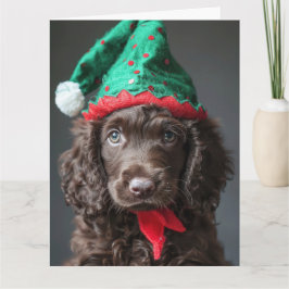 Elf Puppy-julkort för irländska Vatten Kort
