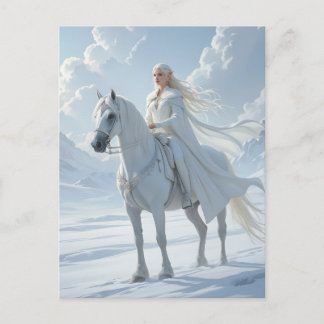 Elf Queen Riding White Horse Vykort