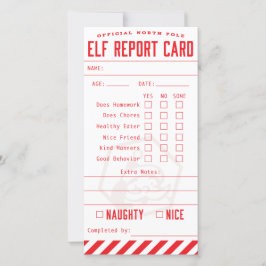 Elf-rapportkort för officiell tack kort