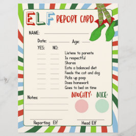 Elf-rapportkort Naughty eller Nice-beteende