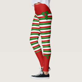 Elf Red Grönt Rand juldräkt Leggings