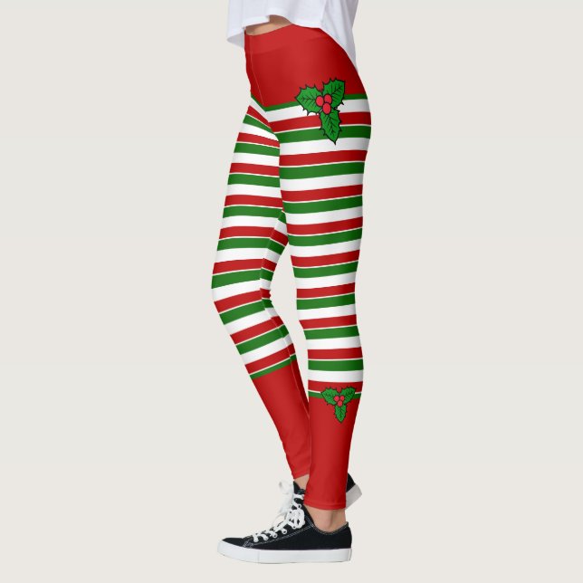 Elf Red Grönt Rand juldräkt Leggings (Vänster)