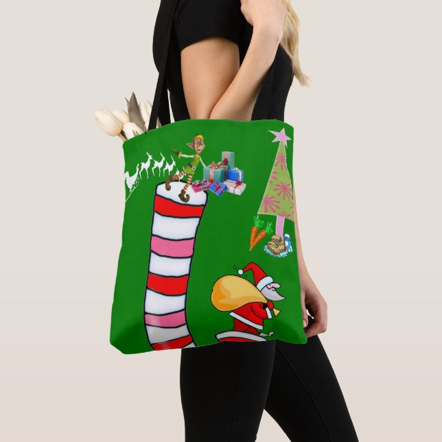 Elf Santa God jul Women's Tote bags Tygkasse (Närbild)